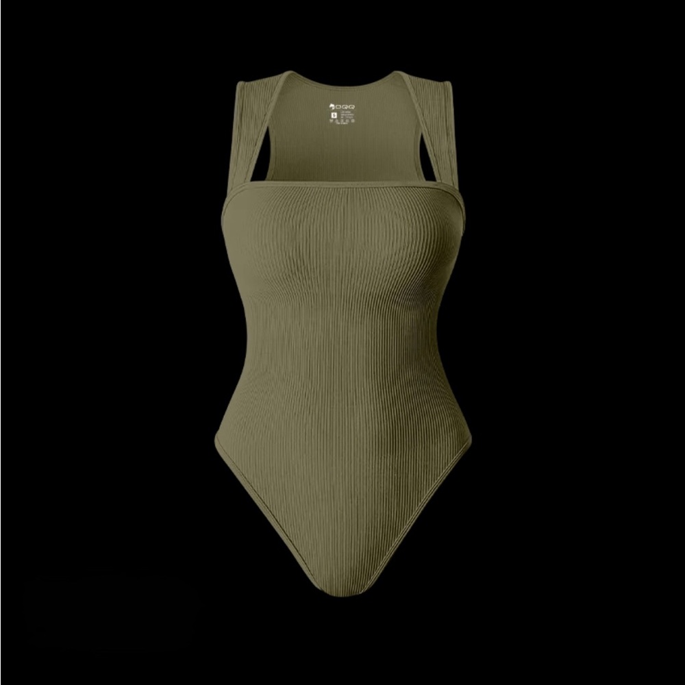 Olive Green Ribbed Bodysuit